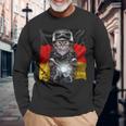 ぶち猫 ねこ バイク ドイツ 長袖Tシャツ 高齢者への贈り物