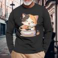わがまま猫 寿司ねこ ラーメン好き かわいい おもしろ マンガ 長袖tシャツ 長袖Tシャツ 高齢者への贈り物