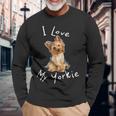 アイ・ラブ・マイ・ヨーキー・ヨーキー・ヨーキー・ドッグ・ファンへのギフト 長袖Tシャツ 高齢者への贈り物