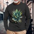 アガベ植物コレクターアガベメキシカン民俗画 長袖Tシャツ 高齢者への贈り物
