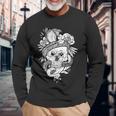 アジアの髑髏と蛇のグラフィック 長袖Tシャツ 高齢者への贈り物