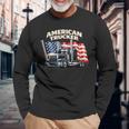 アメリカのトラック運転手 アメリカの国旗 愛国的なトラック運転手 ビッグリグ 長袖Tシャツ 高齢者への贈り物