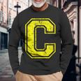 アルファベット C 大文字 イニシャル クラシック 学校 カレッジ 長袖Tシャツ 高齢者への贈り物