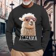 アルママ かわいい アルパカ ママ ダジャレ ラマ プレママ 家族 マタニティ 動物 長袖Tシャツ 高齢者への贈り物