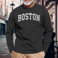 アンティーク調ボストンtシャツ、ベーシックヴィンテージカレッジスタイルtシャツ 長袖Tシャツ 高齢者への贈り物