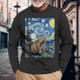 ウォンバット 星月夜 ゴッホスタイル アートペインティング 長袖Tシャツ 高齢者への贈り物