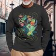 ウクレレミュージックフラワーズハワイ 長袖Tシャツ 高齢者への贈り物