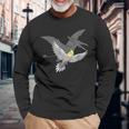 オウム 恐竜 影 テロダクティル オカメインコ 長袖Tシャツ 高齢者への贈り物