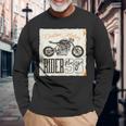 カフェレーサー カスタム バイク おしゃれ オートバイ ライダー イラスト 長袖Tシャツ 高齢者への贈り物