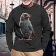 カラス 鳥 カラス ハクセキレイ ハシブトガラス クロカラス 長袖Tシャツ 高齢者への贈り物