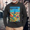 カラフル バルセロナ スペイン ガウディ公園 & サグラダファミリア 旅行 長袖Tシャツ 高齢者への贈り物