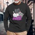 カワイイ猫の山 アセクシャルプライド 長袖Tシャツ 高齢者への贈り物