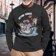 カワウソ カオス 面白い ベーグル ファイティング ラッコ 駄洒落動物好き 長袖tシャツ 長袖Tシャツ 高齢者への贈り物