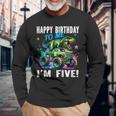 キッズ ハッピーモンスタートラックがテーマの5歳の誕生日 5歳 男の子 5歳 長袖Tシャツ 高齢者への贈り物