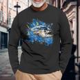 キハダマグロ釣り 大物漁師 長袖Tシャツ 高齢者への贈り物