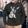 ギタリスト ギター ギタープレーヤー ウサギ お父さん ママ 長袖Tシャツ 高齢者への贈り物