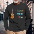 ギターペダルとストンプボックスジャム 長袖Tシャツ 高齢者への贈り物