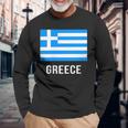 ギリシャの国旗 長袖Tシャツ 高齢者への贈り物