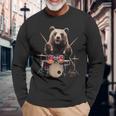 クマの演奏 ドラム リアル 長袖Tシャツ 高齢者への贈り物