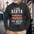 ケニアアフリカ国旗 I Love Kenya 長袖Tシャツ 高齢者への贈り物
