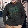 コンピュータープロセッサー、マイクロチップ、テクノロジー 長袖Tシャツ 高齢者への贈り物