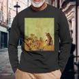 ゴッホ ひまわり おもしろい 猫 アート 絵画 長袖Tシャツ 高齢者への贈り物