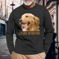 ゴールデンレトリバーの顔 ゴールデンレトリバーの犬の恋人 長袖Tシャツ 高齢者への贈り物