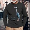 サギの鳥シャツ グレートブルーサギ 鳥類学 長袖Tシャツ 高齢者への贈り物