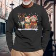 サンタ 猫 ライト トナカイ クリスマス 猫 恋人 パジャマ 長袖Tシャツ 高齢者への贈り物
