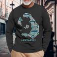 サントリーニ島 ギリシャ 地図 ギリシャ柄 旅行 休暇 長袖Tシャツ 高齢者への贈り物