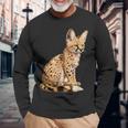 サーバル アニマル サーバルズ アフリカン ワイルドキャット サーバルキャット ワイルドキャット 長袖Tシャツ 高齢者への贈り物