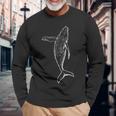 ザトウクジラ 遊び心のあるアートイラスト 長袖Tシャツ 高齢者への贈り物
