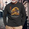 ザ・グレート・ウェーブ・オブ・コーヒー 長袖Tシャツ 高齢者への贈り物