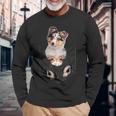 シェルティー犬愛好家のためのポケットに入った面白いシェットランドシープドッグ 長袖Tシャツ 高齢者への贈り物
