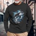 シャチ 動物 モチーフ アート シャチ 長袖Tシャツ 高齢者への贈り物