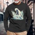 シロクマ 海洋哺乳類 アートワーク 海洋 シロクマモチーフ 長袖Tシャツ 高齢者への贈り物
