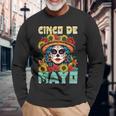 シンコ デ マヨ スケルトン ラ カトリーナ カラベラ フローラル メキシカン 長袖tシャツ 長袖Tシャツ 高齢者への贈り物