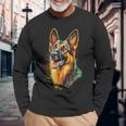 ジャーマンシェパード 犬 モチーフ ペット イラスト ジャーマンシェパード 長袖Tシャツ 高齢者への贈り物
