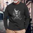 スケルトンロックオンムーン不気味なハロウィンロックバンド 怖い 長袖tシャツ 長袖Tシャツ 高齢者への贈り物