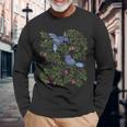 スターリング鳥・ベリー おもしろヴィンテージウクライナ風ヴィシバンカ 長袖Tシャツ 高齢者への贈り物