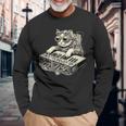 スチームパンク 猫 演奏 シンセサイザー シンセ 子猫 テクノミュージック 長袖Tシャツ 高齢者への贈り物