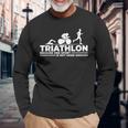 スポーツはハードルが高いからトライアスロン エクストリームアスリート 長袖Tシャツ 高齢者への贈り物
