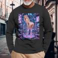 セクシーガールグラフィックtシャツ サイバーパンク ピンナップガールダンサー 長袖Tシャツ 高齢者への贈り物