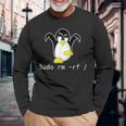 タックスlinuxペンギン須藤rm Rfコンピュータフリークハッカー 長袖Tシャツ 高齢者への贈り物