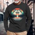 チンチラ ペルシャ猫 夕日 レトロスタイル ヴィンテージ 80年代 70年代 長袖Tシャツ 高齢者への贈り物