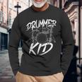 ドラマー ドラムセット ヴィンテージ ドラマー キッズ 長袖Tシャツ 高齢者への贈り物