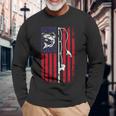 ナマズ アメリカ国旗 キャットフィッシング 漁師 釣り 長袖tシャツ 長袖Tシャツ 高齢者への贈り物