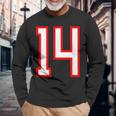 ナンバー 14 スポーツ ホワイト レッド ナンバー 14 長袖Tシャツ 高齢者への贈り物