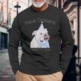 ニューオーリンズ 面白い犬の着用パーティーハット付き 長袖Tシャツ 高齢者への贈り物
