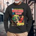 ハロウィン ホラー ヴィンテージ 魔女 コミックブック レトロ 怖い 面白い 長袖Tシャツ 高齢者への贈り物